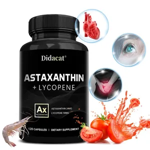 Astaxanthine 24 mg + lycopène 50 mg antioxydant naturel provenant de microalgues supplément d'astaxanthine soutient la santé de la peau des yeux sans OGM