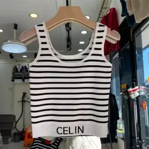 Frühling und Sommer Neue Koreanische-stil Saum Brief Streifen Abnehmen Gestrickte Neckholder Top Vielseitige Abnehmen Einfarbig Weste für frauen