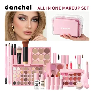 All in One Kit Makeup Lipstick Blush Contour Palette Primer Foundation Brush Lipgloss Φρυδιών Πλήρες κιτ μακιγιάζ Δώρο για γυναίκα