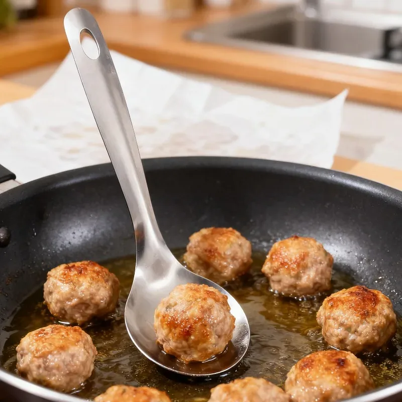 10/1 Buah Cetakan Sendok Bakso Kroket Kreatif Alat Tekan Daging Baja Tahan Karat Aksesori Dapur Anti Lengket Sendok Bakso