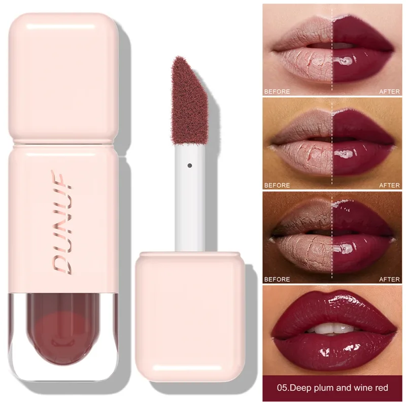 Glossy Lip Gloss Mirror Water Lip Tint Dlouhotrvající nelepivý kalíšek Tekutá rtěnka Hydratační nahé červené hnědé rty make-up