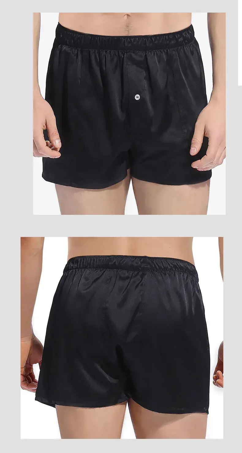 1PC Lelaki seluar boxer seluar dalam pinggang pertengahan 19MM 100% warna pepejal sutera mulberi sebenar S-520