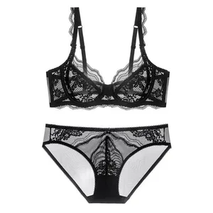 New Arrival Victorian Style Ultra Tynd Push Up Blonde Lingeri Sæt Blødt bøjle Saml Lift Upolstret Komfort Åndbar BH Sæt
