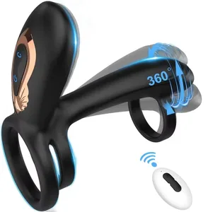 Remote Control Penis Ring Vibrator Sex Toy para sa Mga Lalaki Delay Time Prostate Massager 360° Rotation Twisting Vibrating Cock Rings 18+
