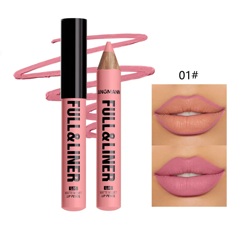 Matte Lip Liner Lipstick Wooden Pen Can Be Cut Lip Liner Lasts for A Long Time Does Not Stick To The Cup Does Not Fade