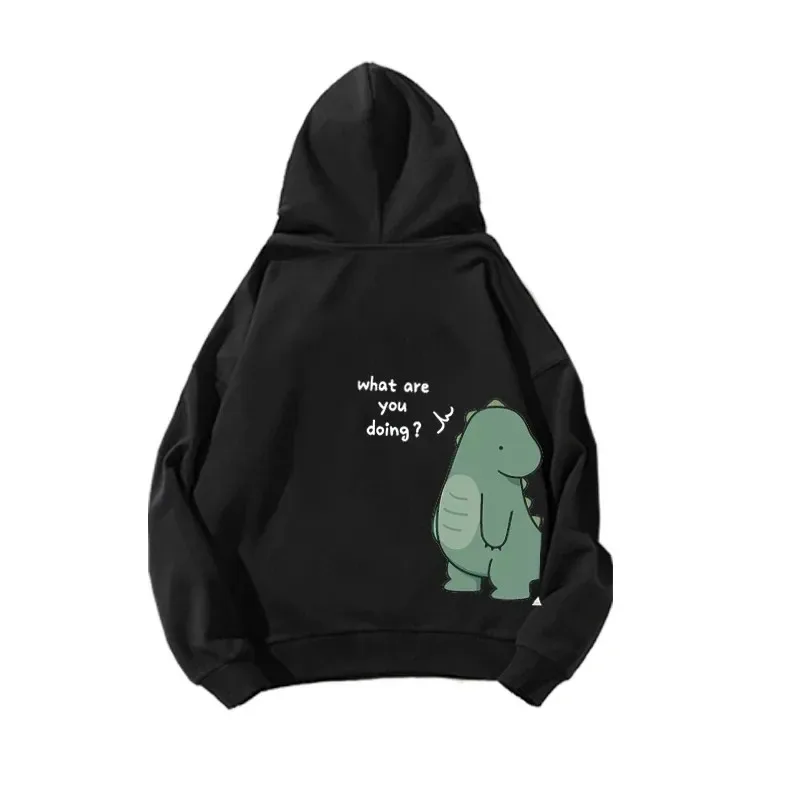 Musim Gugur Dan Musim Sejuk Comel Rock Dinosaur Fesyen Cetakan Kasual Harajuku Y2k Kartun Pasangan Hoodie Sebagai Hadiah untuk Pasangan