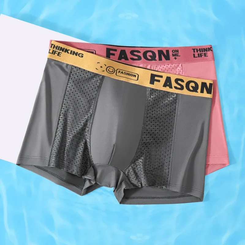 3PCS Seluar Dalam Mewah Lelaki Seluar Dalam Tipis Boxer Saiz Besar Seluar Dalam Lelaki Bernafas Cepat Kering Seluar Pendek Sutera Ais Ditambah Seluar Dalam