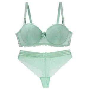 2023 Nieuwe Sexy Kanten Bh Set Voor Vrouwen Push Up Ondergoed Zwart Groen Roze Rood Wit Geel ABCDE Plus size Lingerie