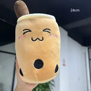 Drăguț umplut Boba Plush Bubble Tea Real-life Bubo Food Cupă cu lapte Pernă de pluș Moale Kawaii Jucării de plus Cadouri pentru copii Adulti 24CM~