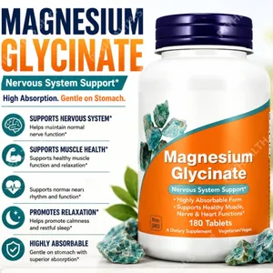 Suplemen Magnesium Glycinate 180 Tablet Chelated Bisglycinate Tablet Pemakanan untuk Lelaki & Wanita Sokongan Mineral Harian Lembut