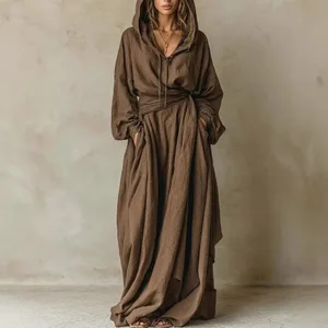 Nữ Dạ Hội Cotton Polyester In Hình Cổ Chữ V Dáng Rộng Thắt Lưng Đầm Maxi Quấn Eo Phong Cách Boho Áo Dài