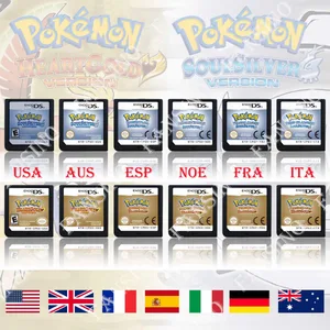 (ΗΠΑ EUR AUS NOE ESP FRA ITA) Pokemon HeartGold SoulSilver Έκδοση Υψηλής Ποιότητας Αυθεντικό 1:1 Replica DS Video Game Cartridge