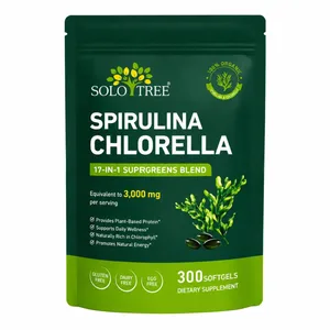 Solo Tree Spirulina Chlorella Softgels with Organic Microalgae Vitamin B6 B12 Digestive Balance & Immune Support 300 Softgels