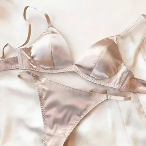 French Triangle Cup Bra Comfortable Underwired Small Chest Sexy Top Support Anti-Sag Comfortable Fabric Thin Glossy Bra