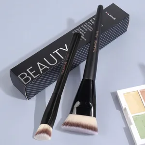 2 Buah Kuas Rias Sempurna Kuas Kontur Alas Bedak Datar/Sudut Kuas Rias Bawah Mata untuk Alat Kecantikan Krim Cair