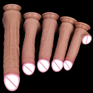 Φτηνές 5 μεγέθη σιλικόνη Big Dildo Ρεαλιστικό δέρμα Αίσθηση ψεύτικο πέος μαλακό μικρό κόκορας Γυναίκα Άνδρας Αυνανισμός Βεντούζα Παιχνίδια πρωκτικού σεξ