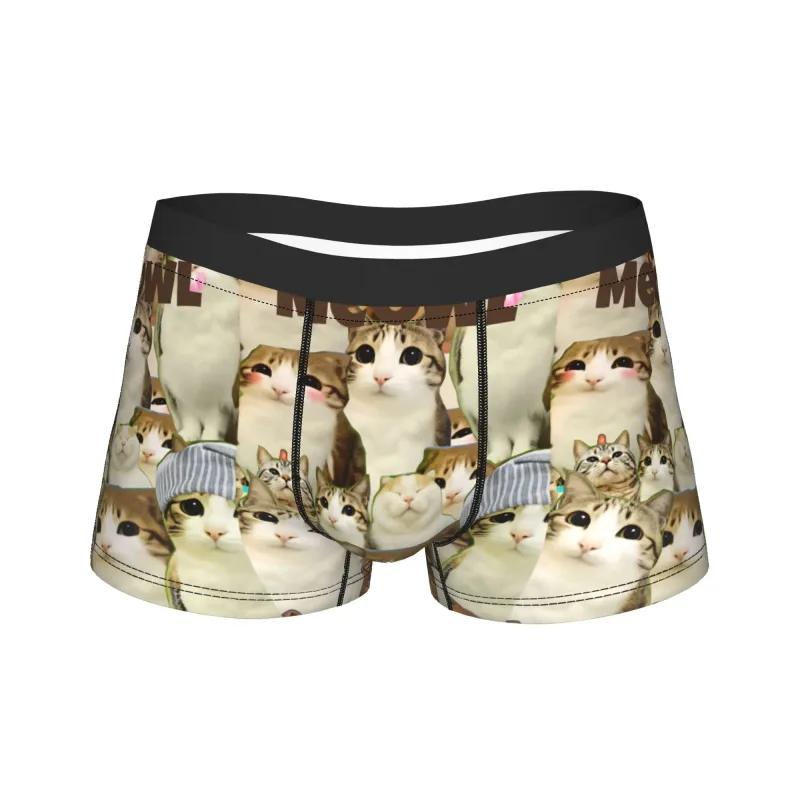 Meowl Cat Owl Pelekat Haiwan Peliharaan Comel Seluar Dalam Selesa Seluar Dalam Selesa Kastam Boxer Brief Untuk Lelaki Pouch 3D Batang Bersaiz Besar