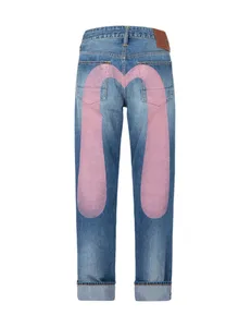 Tendência chegada jeans masculino solto ajuste cônico casual streetwear moda impressão de cintura alta perna reta calças jeans harajuku unisex