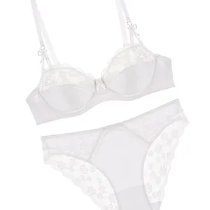 Vrouwen Dunne Franse Half Cup Kanten Bh Set Minimizer voor Grote Buste Push Up Anti-Verzakking Zijondersteuning Comfort sexy Dagelijkse Lingerie Set