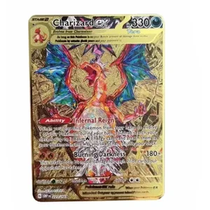 Pokemon Kaart Vmax Metalen Pokémon Letters Pikachu Gx Mewtwo Charizard Vstar Anime Games Speelgoed Gouden Ijzer Speelkaarten Kids Geschenken