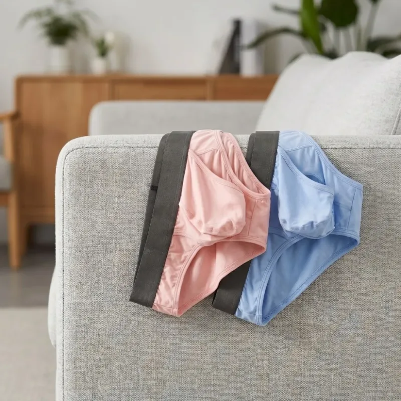 Bamboo Fiber Summer Thin Briefs Men Thin Underpants 2-in-1 Front Opening Men Front Opening Panties Breathable Lingerie