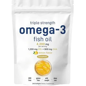 Suplements d'oli de peix omega 3 de triple força 4200 mg per ració 120 càpsules toves amb sabor a llimona sense burples EPA