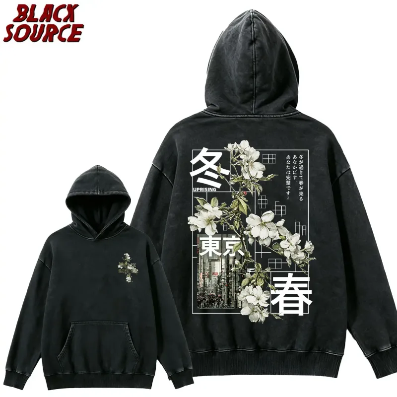 T474 Men's Japanese Style Hoodie, Versatile Casual Pullover Sweatshirt, Comfortable All-Season Top for Daily Wear