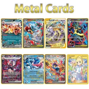 Genial nueva tarjeta de Metal de Pokémon 10000 puntos Arceus Charizard Super tarjeta inglés Mewtwo Lucario Greninja Lillie tarjetas de Anime