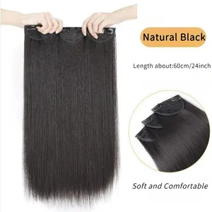 3 unids/set extensión de cabello sintético largo recto con Clips BB ligeros y seguros Clip Invisible sin costuras en postizo
