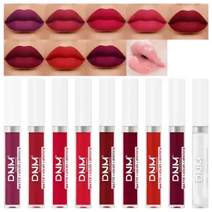 DNM 19 สี Matte Velvet Liquid ลิปสติก Waterproof Lasting ไม่ง่ายที่จะจางหาย Lipgloss แต่งหน้าสีม่วงสีแดง Nude Lip Tint เครื่องสำอาง