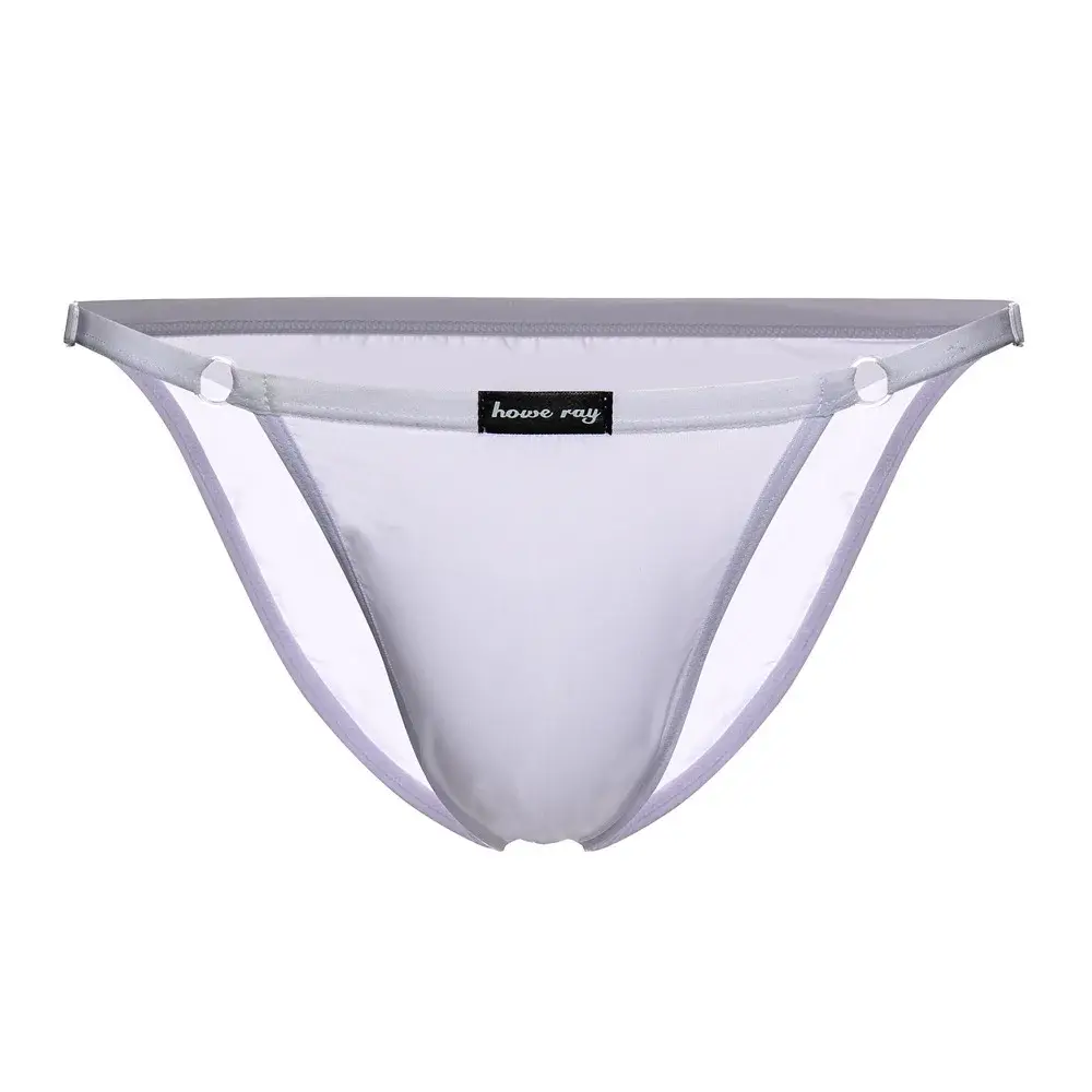 Adjustable Men's Sexy Brief Underwear Ice Silk Thin Transparent Comfort Quick Drying Mankini Gays U Convex Pouch High Fork Tanga