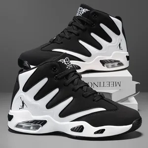 Zapatillas de baloncesto de caña alta para hombre, zapatillas de entrenamiento con cordones resistentes y estables, unisex, adecuadas para correr, deportes, baloncesto, caminar. Regalo ideal para los zapatos de baloncesto de los hombres del cierre con cordones cómodos ligeros de los hombres Sh de los hombres de alta calidad