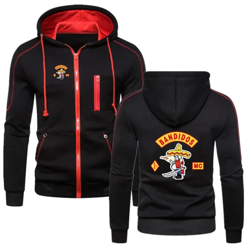 MC Bandidos көктемгі күзгі сән ерлердің кездейсоқ капюшондары Пуловерлер свитерлері Ерлердің біркелкі түсті капюшонды жіпті пальто