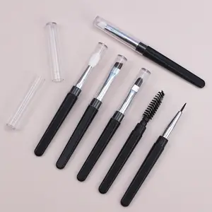 ★▲ 1PC Pennelli per trucco portatili per ombretti Pennelli per trucco da viaggio Sopracciglio in silicone Glit Strumenti cosmetici essenziali con coperchio