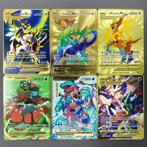 Tarjetas de Pokémon de Metal en inglés DIY Arceus Mewtwo Charizard Pikachu Pokémon de hierro brillante GX Vmax EX juego tarjeta de colección para niños juguete para regalo