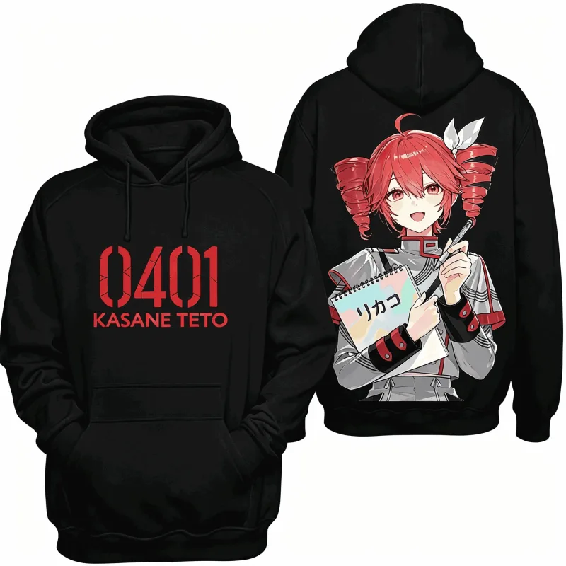 Kasane Teto Printed Oversized Unisex Vintage Loose hoodies for Men Women Fleece warm Casual Retro Fashion high quality Couples