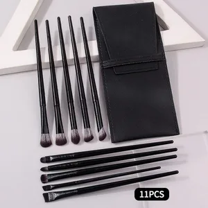 10-delt øjenmakeup børstesæt: Eyeliner øjenskygge Aegyo-sal børster med en PU læder makeup børstepose
