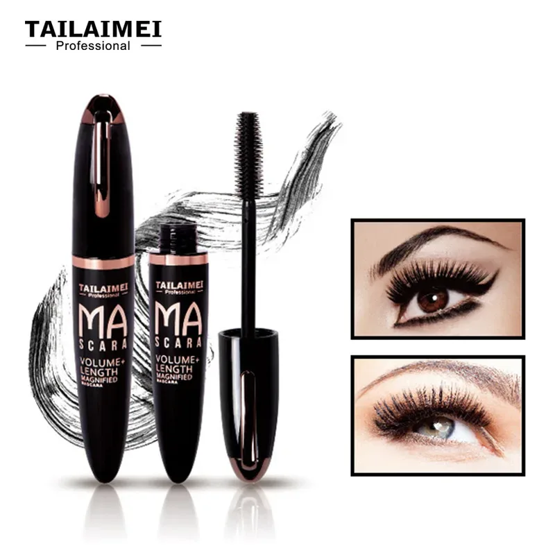 1 PC wasserdichte 3D-Mascara, dick, lang, wischfest, prall, verschlüsselt, langanhaltend, lockig, großes Augen-Make-up mit 360°-Spiralbürste