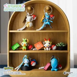 Echte Pokemon Scorbunny Sleutelhanger Grookey Riolu Sobble Wobbuffet Cubone Anime Action Figure Speelgoed Sleutelhanger Geur Hanger Gift