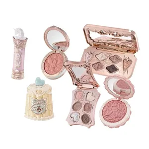 Flowerknows Complete Makeup Gift Set Long-Lasting Lip Glaze Blush & Shimmer Eyeshadow Palette All-in-One Beauty Kit Gift Box