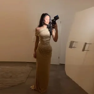 Robe de soirée élégante à paillettes, asymétrique épaule dénudée, Chic, Sexy, dos nu, Design pliable, coupe cintrée, longue, tenues de soirée, nouvelle collection 2026