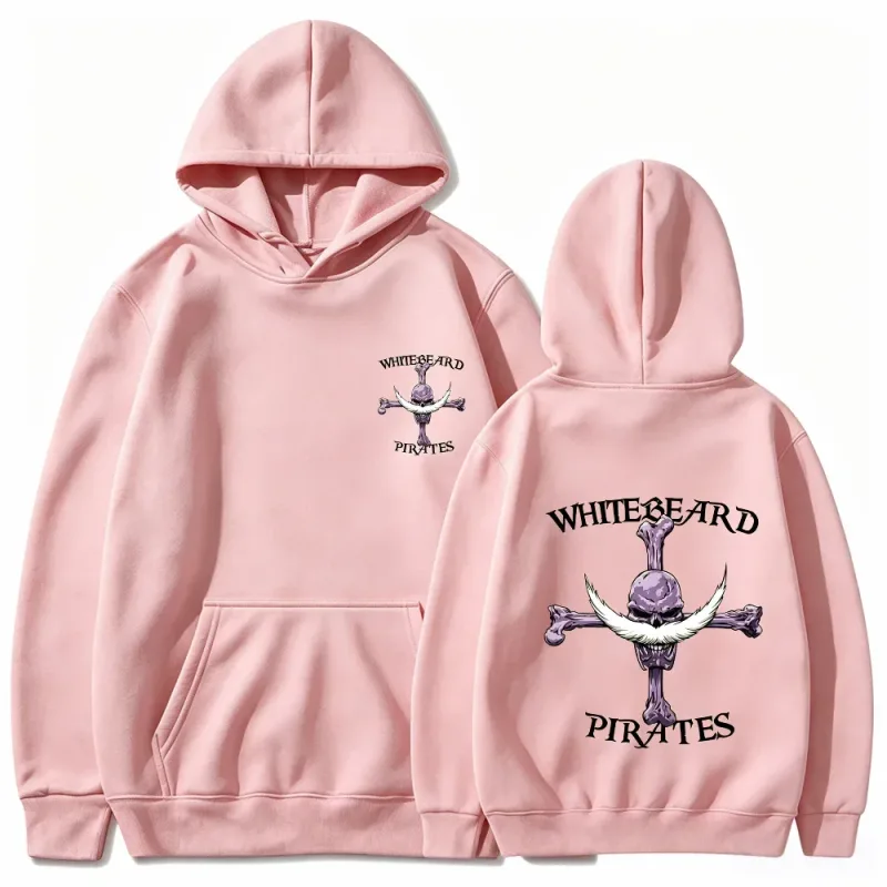 One Piece Whitebeard Pirates Hoodie, Print Pullover Sweatshirt, Whitebeard Jolly Roger Anime Grafische Streetwear Top met capuchon
