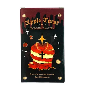 Apple Tarot Deck 78 Kartu Dongeng Gelap Kartu Tarot Bertema Apple Hadiah Halloween Meditasi Ramalan untuk Kolektor Pemula