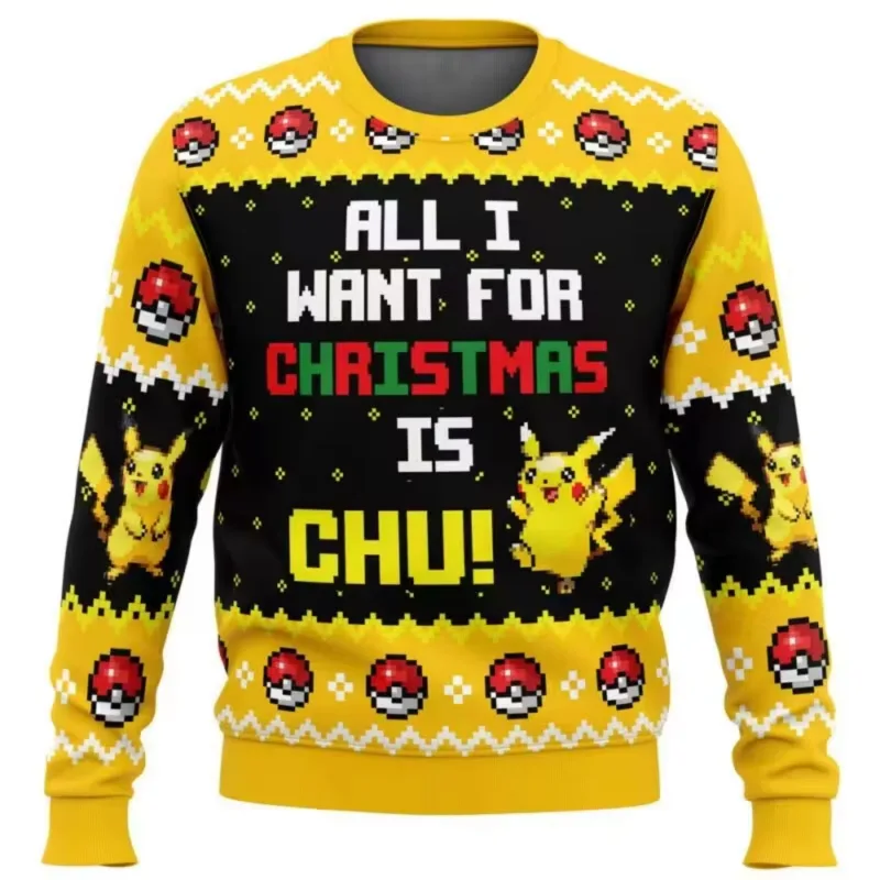 Sudadera con capucha de Pokémon Pikachu para hombre, ropa deportiva de dibujos animados de Anime, regalo de Navidad feo amarillo, moda para parejas, 2026