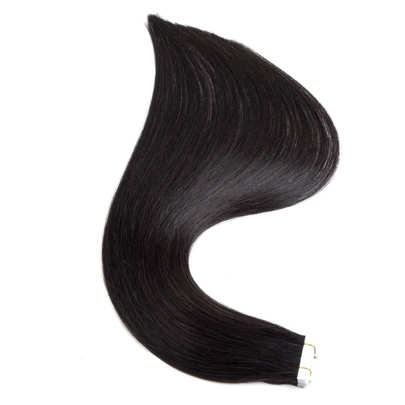 Nastro dritto nelle estensioni dei capelli umani 16-26 pollici Nastro adesivo invisibile reale naturale al 100% per le donne