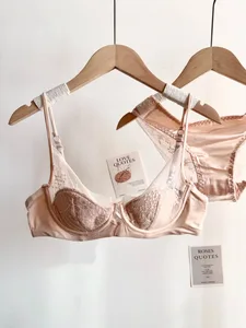 Elegante Kanten Lingerie Set Vrouwen Zachte Beugel Dunne Cup Push-Up Bh Panty Pak Voor Kleine Borstomvang 32-38 Dagelijks Thuis Ondergoed
