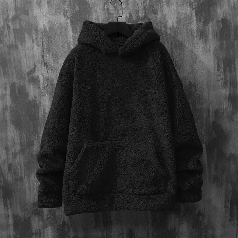 สีม่วงผู้ชายHoodies CoralขนแกะDesigner Vintageความแปลกใหม่Hooded Sweatshirt 2026 ใหม่เกาหลีสไตล์ฤดูหนาวWarm Pulloversสำหรับชาย