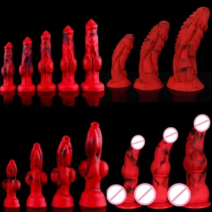 Ulike stiler av hundepenis silikon stor dildo med sugekopp Vaginal stimulering Onani Voksenleker Kvinner Sexleketøy