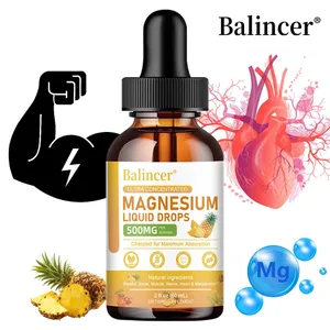Magnesiumglycinat flytande droppar 500mg komplext tillskott för sömnnervenergi Muskelben lugn och matsmältning 2 Fl Oz
