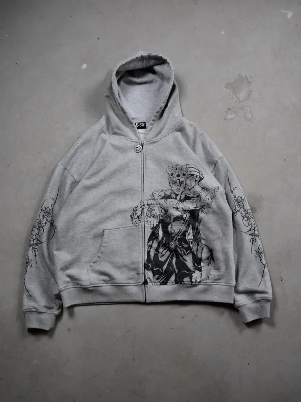 Harajuku Jojo Bizarre Adventure Zip Up Hoodies Oversized Mens Womens Zipper Hoodie Hip Hop CoupleS Y2k Street Sweatshirt